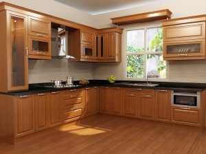 Chọn tủ bếp đơn giản mà đẹp với chất liệu gỗ tự nhiên